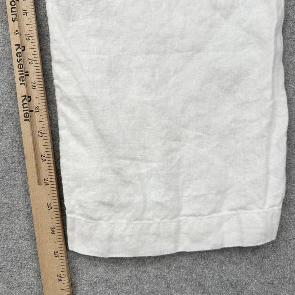 Athleta Pants Womens Medium Petite White Linen Retreat Elastic Waist Straight - Picture 7 of 8